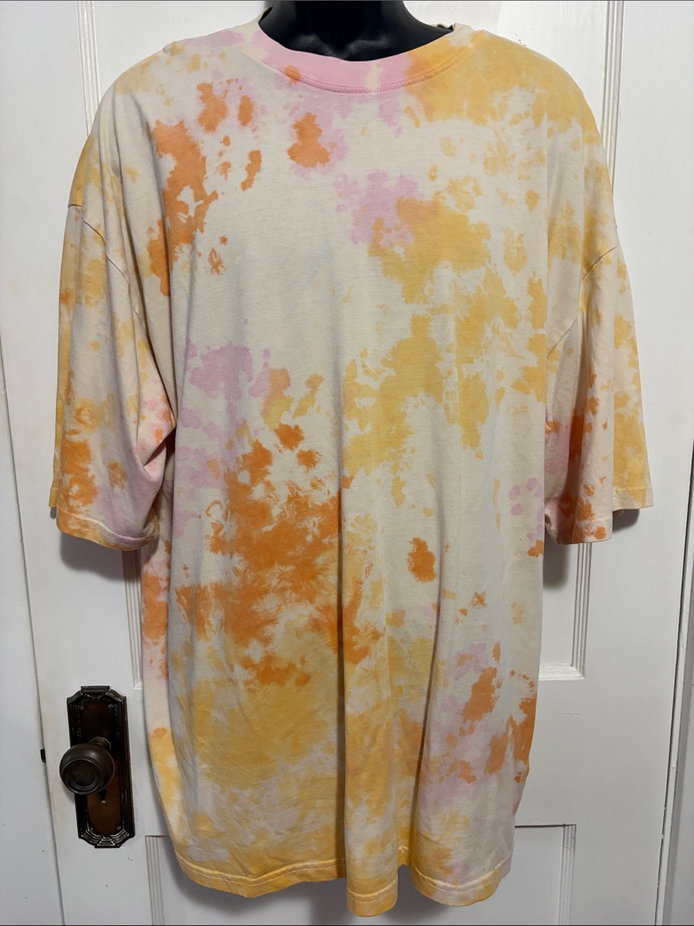 H&M Oversized Tie-Dye Short Sleeve Crewneck Shirt - Pastel Orange & Pink